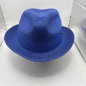 Bruno Capelo Royal Blue Straw Fedora Hat Francesco Collection Style FN 822 Large